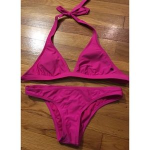 Roxy Fuchsia Pink Magenta Halter Bikini
